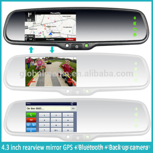4.3 inch display screen with bluetooth calling GPS navigator rearview mirror